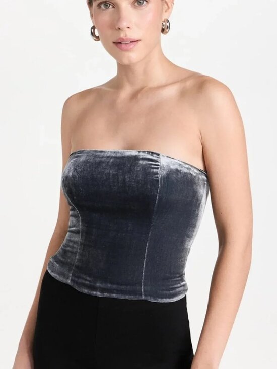 Reformation Tops - Reformation Giorgia Velvet Top Grey - Size 6